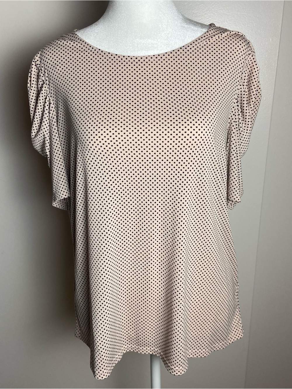 Adrianna Papell Cream Short Sleeve Polka Dot Blouse